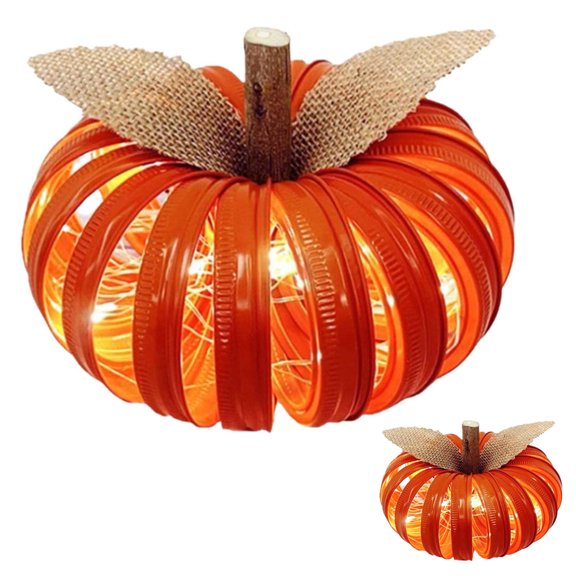 Pumpkin Lantern - Fall Home Decor - Halloween Table Decoration, Lighted Stacked Wooden Jack-O-Lantern Decoration Ornaments, Battery Operated Halloween Pumpkin