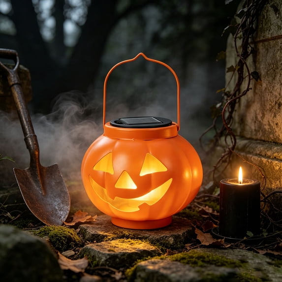 Pumpkin Lanterns,Halloween Lanterns,Halloween Pumpkin Solar Lanterns,Jack O Lantern Pumpkin Lights for Halloween Decorations Outdoor, Weatherproof & Portable Fall Yard Decor(Orange B 6.3in)