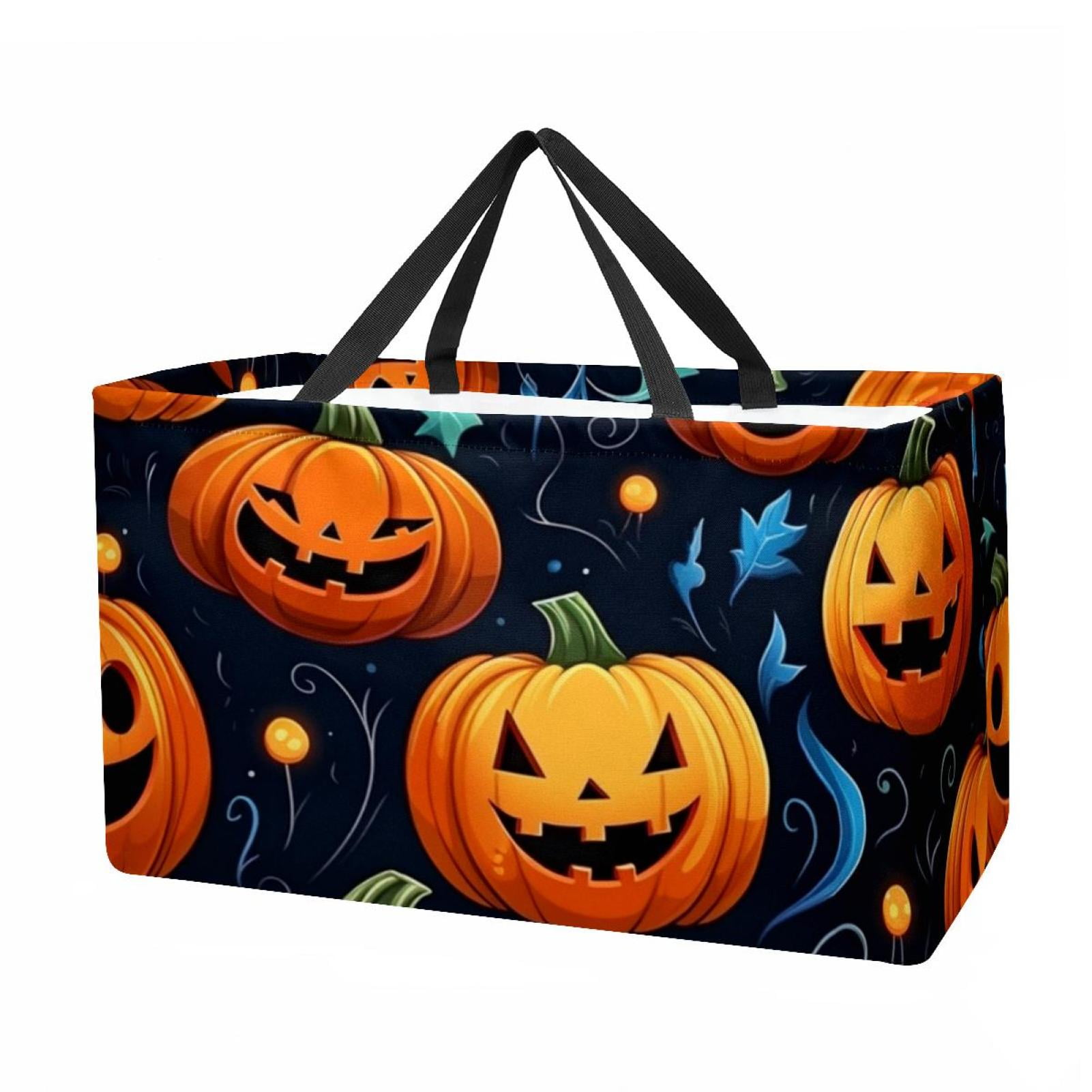 Pumpkin Large Capacity Reusable Foldable Oxford Cloth Picnic Basket with Storage Bag, Storage ...