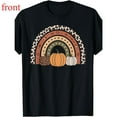 thumbnail image 1 of Pumpkin Leopard Tee Autumn Thanksgiving Graphic Short Sleeve Round Neck Top Soft Black S-5XL, 1 of 5