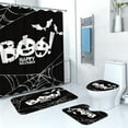 Pumpkin Letter Bat Shower Curtain Mat Four Piece Home Bathroom Dry Wet