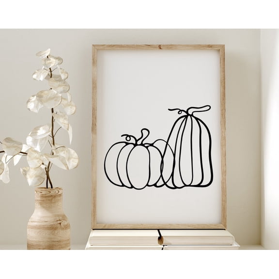 Pumpkin Line Art, Fall Fall Wall Art, Autumn Wall Art, Fall Decor, Autumn Decor, Pumpkin Print, Fall Art Wall Art, Modern Wall Decor, 8x12 UNFRAMED