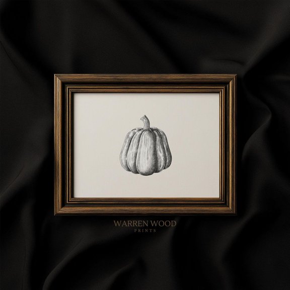 Pumpkin Line Art Print, Rustic Pumpkin Drawing Wall Decor, Minimalist Fall Wall Art, Neutral Autumn Illustration, Farmhouse Pumpkin Print Home Decor UNFRAMED Poster, Wall Art for Decor, Present, 8x12