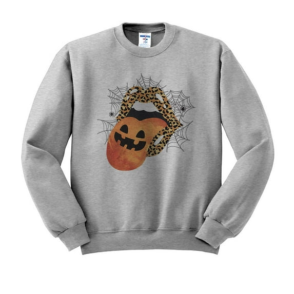 Pumpkin Lips Halloween Sweatshirt Unisex 3X-Large Grey