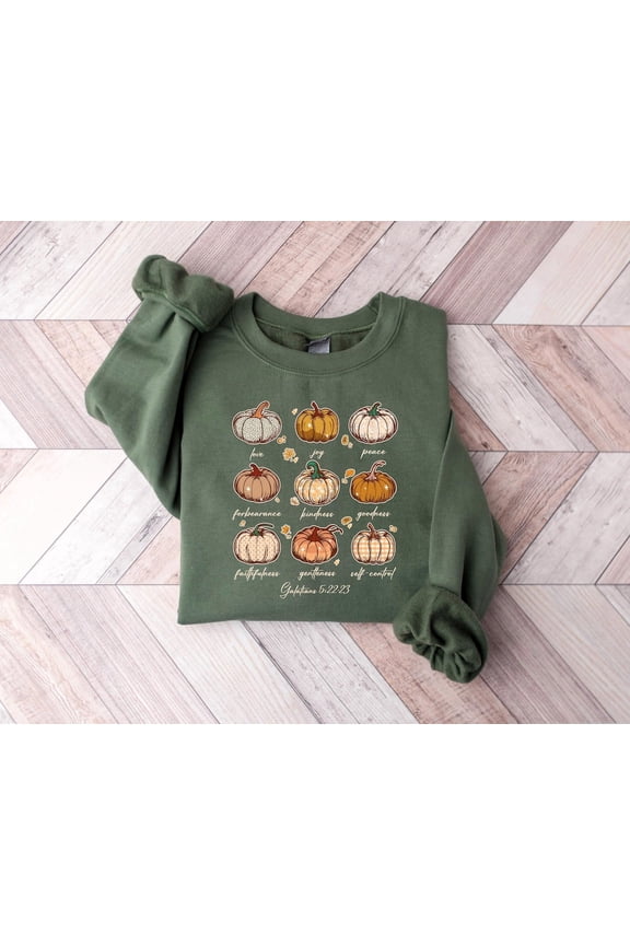 Pumpkin Love Joy Peace Kindness Goodness Sweatshirt, Fall Season Sweatshirt, Pumpkin Womens Sweater, Religious, Fruits Of Spirit Sweatshirt All Size S-5Xl