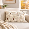 thumbnail image 1 of Pumpkin Lumbar Throw Pillow Cover, Cream Textured Autumn Accent Cushion with Brown Stem, Fall Thanksgiving Sofa Decor, 19.69 x 11.81 in, 1 of 6