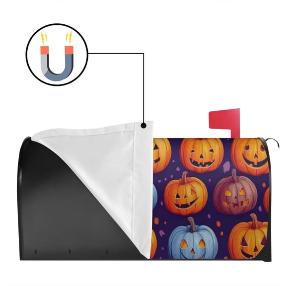 Pumpkin Mailbox Covers Magnetic Halloween Bat Post Letter Box Cover Scary Night Mailbox Wrap Standard Size 21x18 inch Castle Lanterns Forest for Outside Garden Decor Fall Autumn