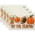 thumbnail image 1 of Pumpkin Maple Leaf Fall Placemats 12x18 Set of 4, It''s The Season Autumn Thanksgiving Decorative Table Mat for Home Party Outdoor Dining, 1 of 6