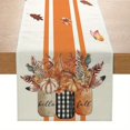 thumbnail image 1 of Pumpkin Maple Leaf Fall Table Runner, Orange Buffalo Plaid Autumn Table Runner Seasonal Autumn Kitchen Dining Table Decoration for Home Party Decor 13x72 Inch, 1 of 1