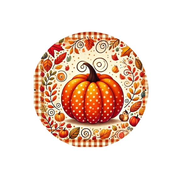 Pumpkin Maple Leaf Placemats, Vintage Fall Harvest Round Heat Insulated Placemats for Thanksgiving Party Catering Decorations