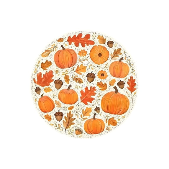 Pumpkin Maple Leaf Placemats, Vintage Fall Harvest Round Heat Insulated Placemats for Thanksgiving Party Catering Decorations