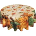 thumbnail image 1 of Pumpkin Maple Leaf Round Tablecloth 60 Inch Washable Reusable Decoration Table Cover for Kitchen Party, 1 of 1