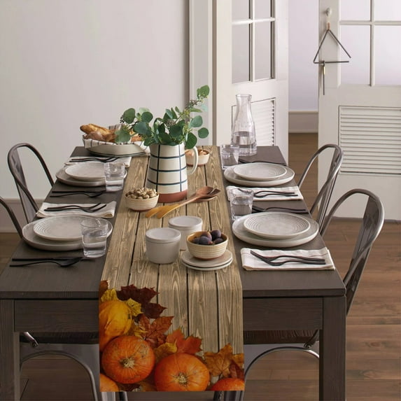 Pumpkin Maple Leaf Wooden Board Home Coffee Table TV Counter Luxury Tablecloth Dinner Country Wedding Decoration Tablecloth