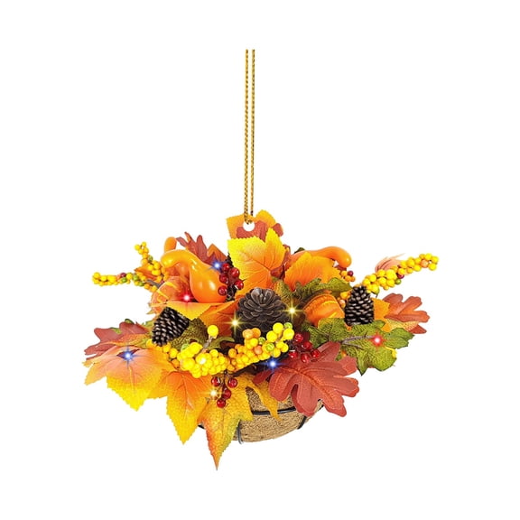 Pumpkin Maple Leaves Bouquets Ornament Fall Halloween Thanksgiving Christmas Tree Hanging Decoration