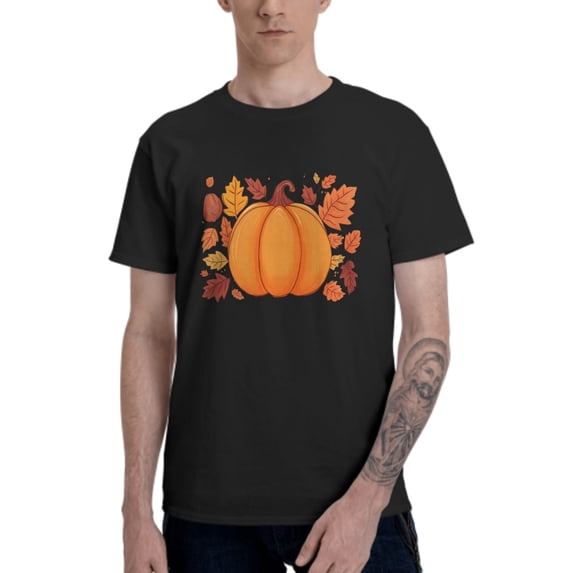 Pumpkin Maple T-Shirt for Men Cotton 100% Summer Tops Women Fashion Casual Short Sleeves Round Collar Short-Sleeve Couple Top Tees