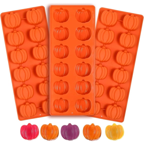 Pumpkin Mold 3 count Mold 12 Cavity Autumn Candy Mold for Baking Cake Decoration Thanksgiving Muffin Cake Soap Candle Cookies