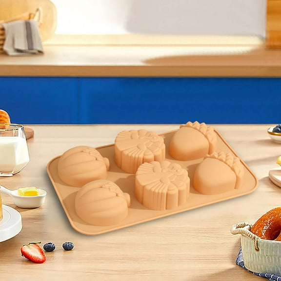 Pumpkin Molds Silicone, 3D Pumpkin Pan Pumpkin Silicone Mold for Baking Dessert， Pumpkin Cake Mold Tray Halloween Pancake Molds Thanksgiving C