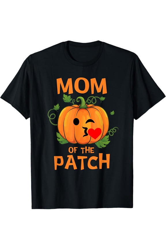 Pumpkin Mom of the Patch Funny Creative Graphic T-Shirt Family Halloween Tee