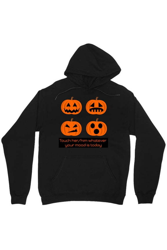 Pumpkin Mood Graphic Funny Halloween Holiday Creepy Season Simple Text Art Cute M9539 Unisex Hoodie, Up to Size 5XL