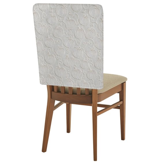 Pumpkin Motifs Chair Back Covers Set of 4 Damask Pumpkin Leaf Embossed Texture Beige Removable Dining Chair Slipcovers Washable Seat Protector for Restaurant Party Banquet Kichen Decor