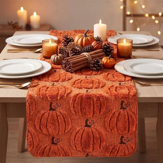 Pumpkin Mushroom Fall Table Runner, 13 x 72-Inch Autumn Leaves Harvest Thanksgiving Table Decor for Kitchen, Dining Room, Mantel and Farmhouse Party