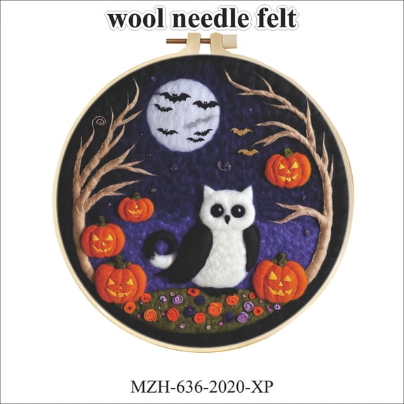 Pumpkin Needle Felting Kit, Beginner Felt Painting Kit with Decorative Frame, Suitable for Home Decoration, Christmas Gift