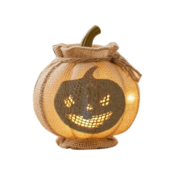 Pumpkin Night Light, Cute LED Lamp, Halloween Pumpkin Nightlight with Burlap Cover, Bedside Touch Lamp, Funny Office Desk and Halloween Gifts