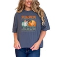 thumbnail image 1 of Pumpkin Obsessed and Jesus Blessed, Fall Art Merch, Denim Comfort Colors T-Shirt, 2XL, 1 of 1