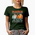 thumbnail image 1 of Pumpkin Obsessed and Jesus Blessed, Fall Art Merch Gift, Military Green T-Shirt, Small, 1 of 5