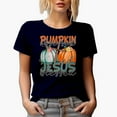 thumbnail image 1 of Pumpkin Obsessed and Jesus Blessed, Fall Art Merch Gift, Navy Blue T-Shirt, 2XL, 1 of 5