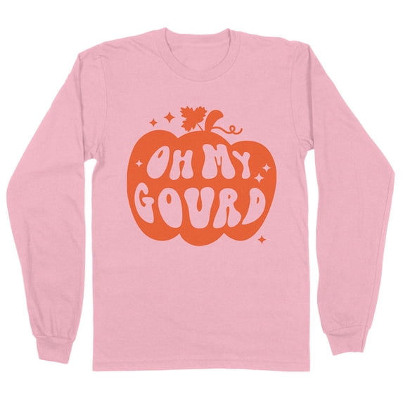 Pumpkin Oh My Gourd Long Sleeve Shirt Unisex 2X-Large Pink