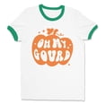 thumbnail image 1 of Pumpkin Oh My Gourd Ringer Tee Shirt Unisex Small White/Kelly Green, 1 of 5