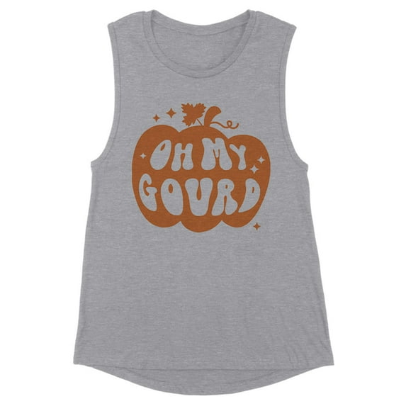 Pumpkin Oh My Gourd Women's Muscle Tank Large Heather Grey