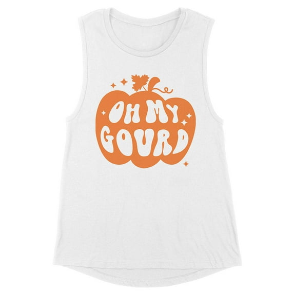Pumpkin Oh My Gourd Women's Muscle Tank Large White