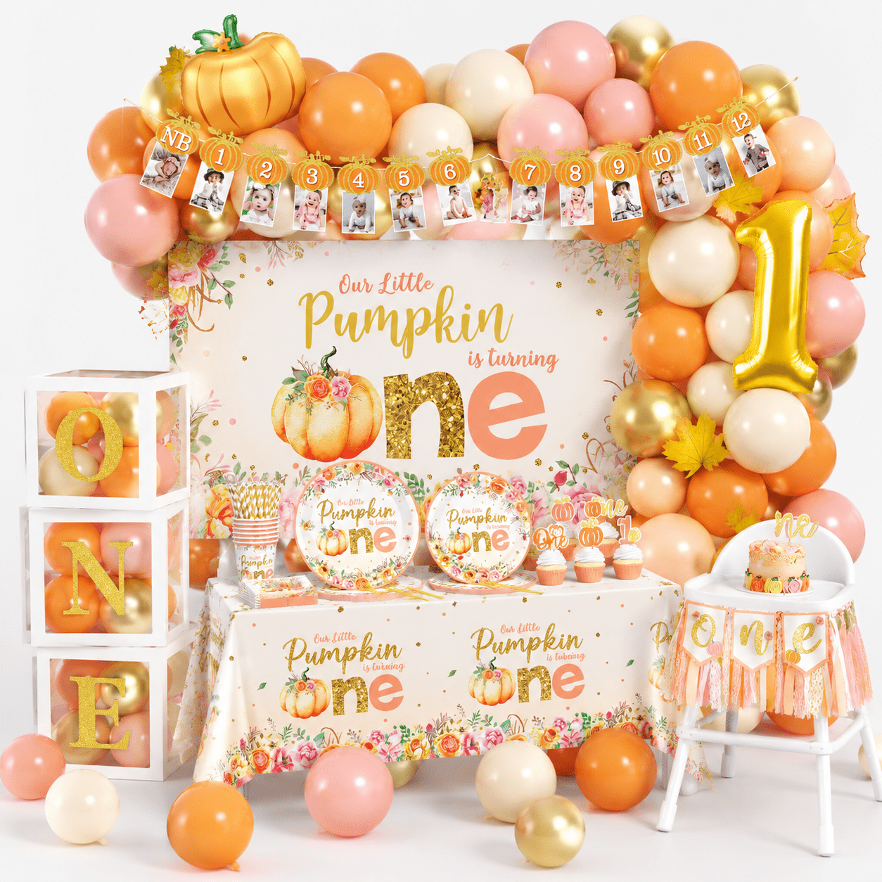 Pumpkin One 1st Birthday Party Supply Set for 20 Guests, Fall Themed ...