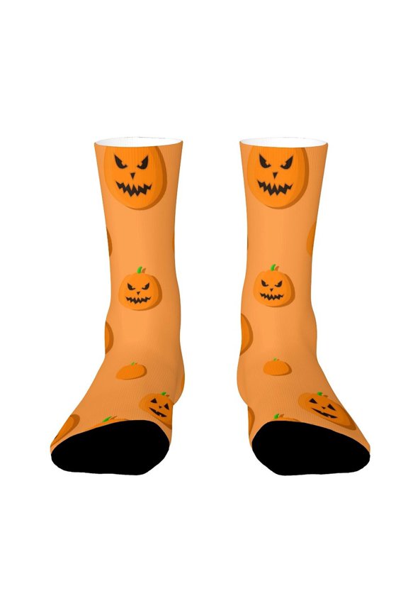 Pumpkin, Orange Adult Breathable Socks Colorful Stripes Design For Youth Teen