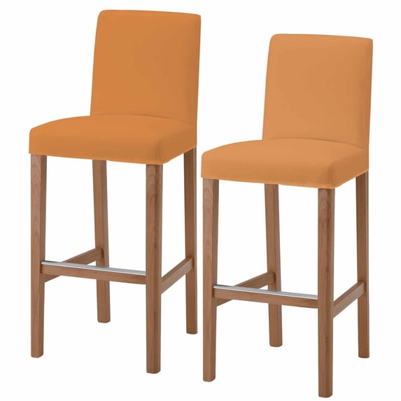 Pumpkin Orange Bar Stool Covers - Stretch Dining Chair Covers Set of 2, Autumn Solid Color Farmhouse Fall Bar Chair Cover Removable Counter Stool Pub Chairs Slipcovers Protectors for Kitchen/Cafe