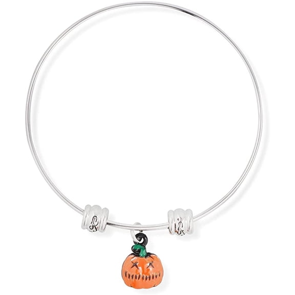 Pumpkin Orange Jack O Lantern Fancy Charm Bangle