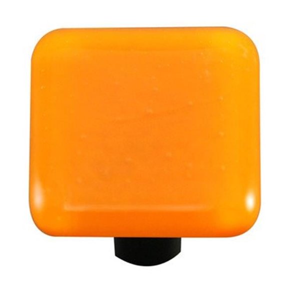 Pumpkin Orange Square Glass Cabinet Knob - Aluminum Post