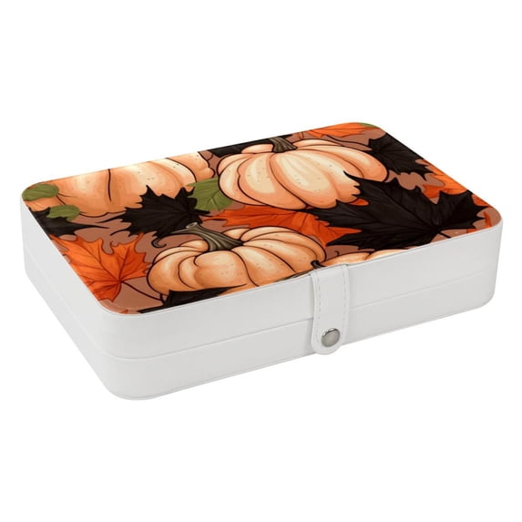Pumpkin PU Leather Jewelry Organizer with Removable Compartment, Portable Decorative Box, Storage Box, and Earring Organizer