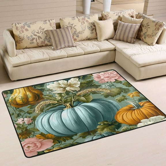 Pumpkin Painting Soft Polyester Area Rug 36''x24'', Non Slip, Memory Foam, Water Absorbent
