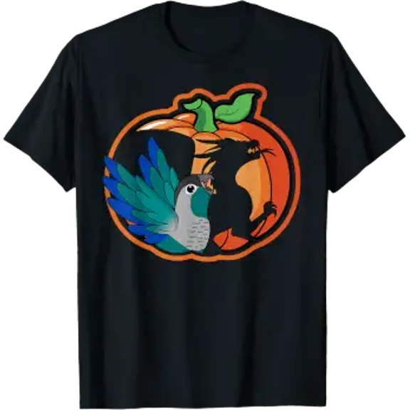 Pumpkin Parrot & Dragon Shadow Turquoise Green Cheek Conure T-Shirt