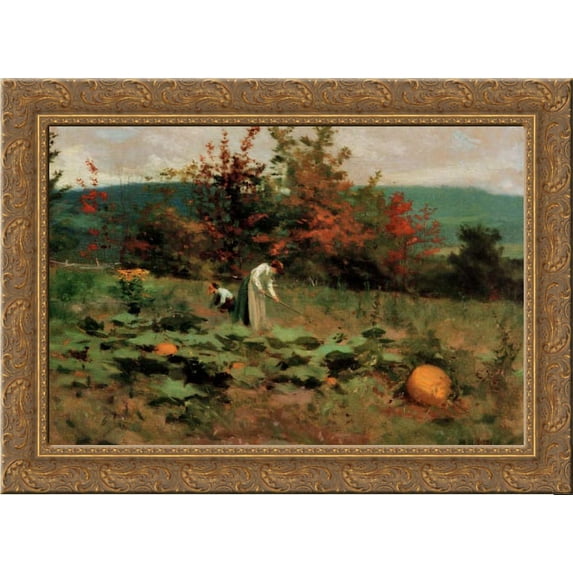 Pumpkin Patch 24x20 Gold Ornate Wood Framed Canvas Art by Peel, Paul