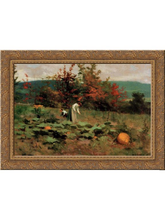 Pumpkin Patch 24x20 Gold Ornate Wood Framed Canvas Art by Peel, Paul