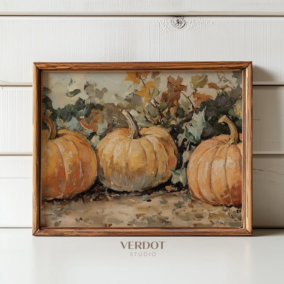 Pumpkin Patch Art Print Rustic Autumn Botanical Poster Country Fall Wall Dã©Cor Vintage Design UNFRAMED Poster, Wall Art for Decor, Present, 8x12