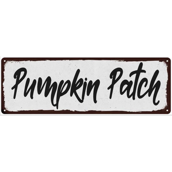 Pumpkin Patch Black on White Shabby Chic Metal Sign 6x18 Room Decor 106180049051