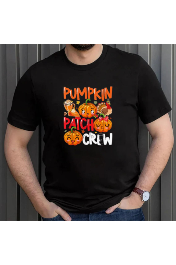 Pumpkin Patch Crew Thanksgiving Fall Turkey Family Matching Graphic Unisex T-Shirt, up to size 5XL