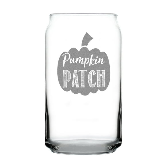 Pumpkin Patch Engraved Can-Shaped Pint Glass, Handcrafted Etched 16oz Halloween Themed Drinkware Gift