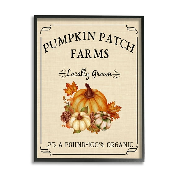 Pumpkin Patch Farms Vintage Seasonal Autumn Sign Botanical & Floral Graphic Art Framed Art Print Wall Art