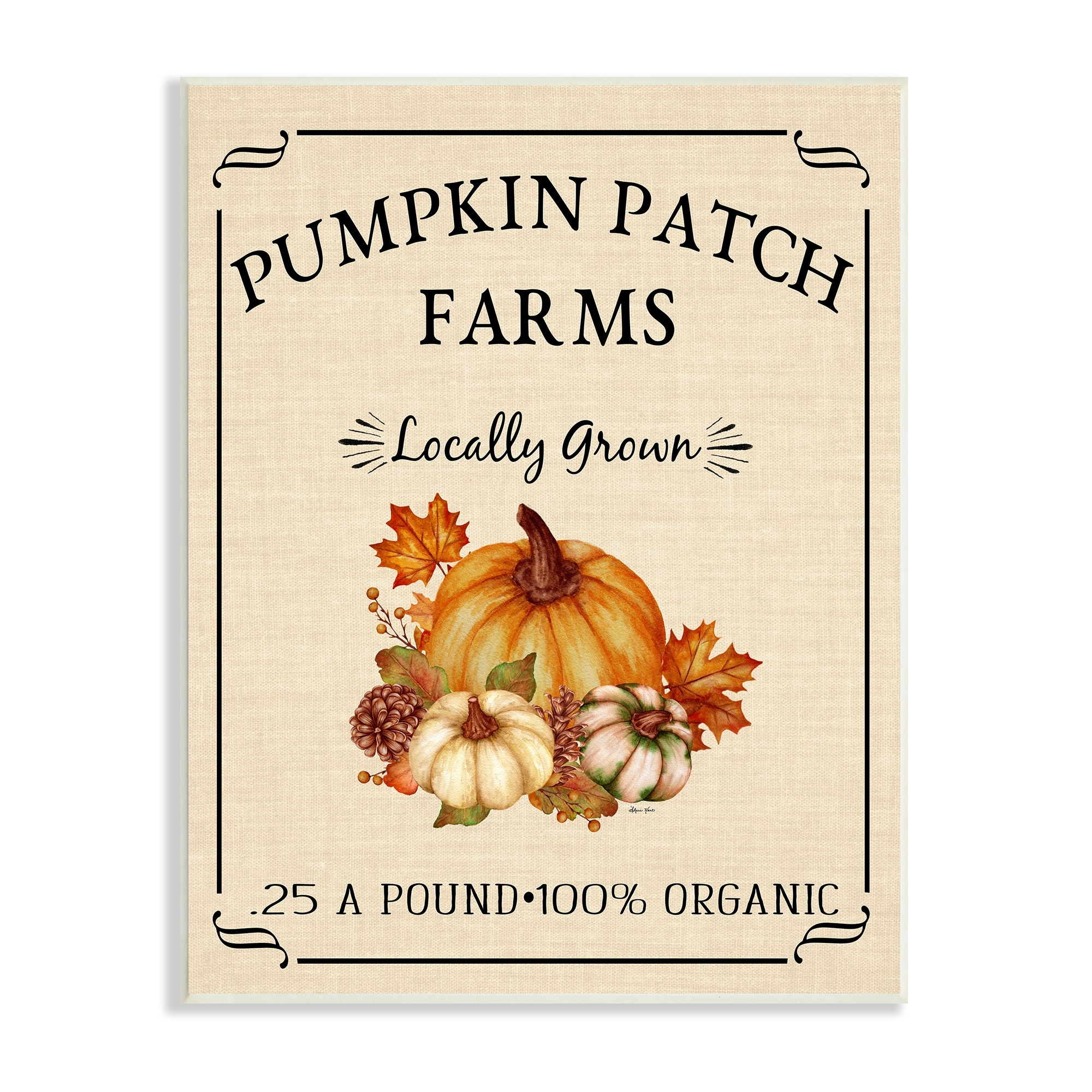 Pumpkin Patch Farms Vintage Seasonal Autumn Sign Botanical & Floral Graphic Art Unframed Art Print Wall Art